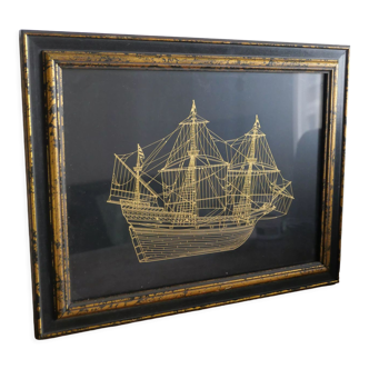 "The Golden Hind" Franklin Mint Golden Silhouette