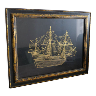 Franklin Mint Golden Silhouette "The Golden Hind" pure gold on sterling silver