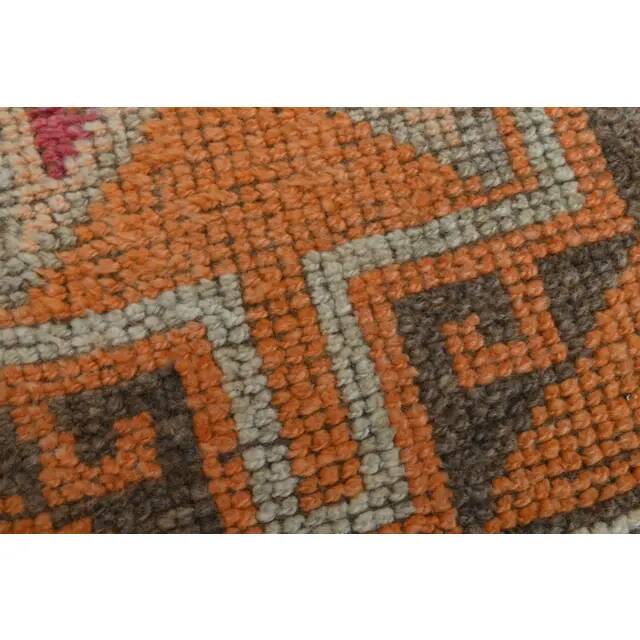 1970s Vintage Turkish Oushak Handmade Orange Runner Rug 86x367