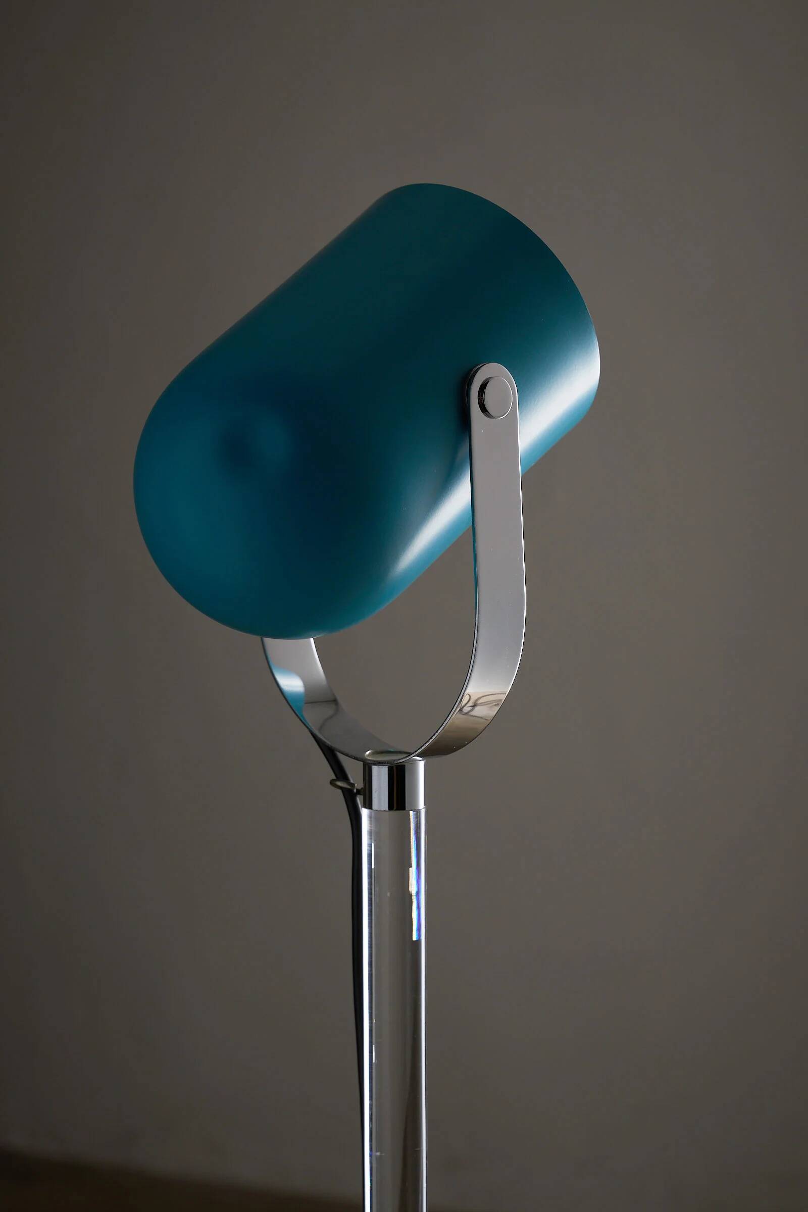 Turquoise floor lamp with plexi stem by Cosack
