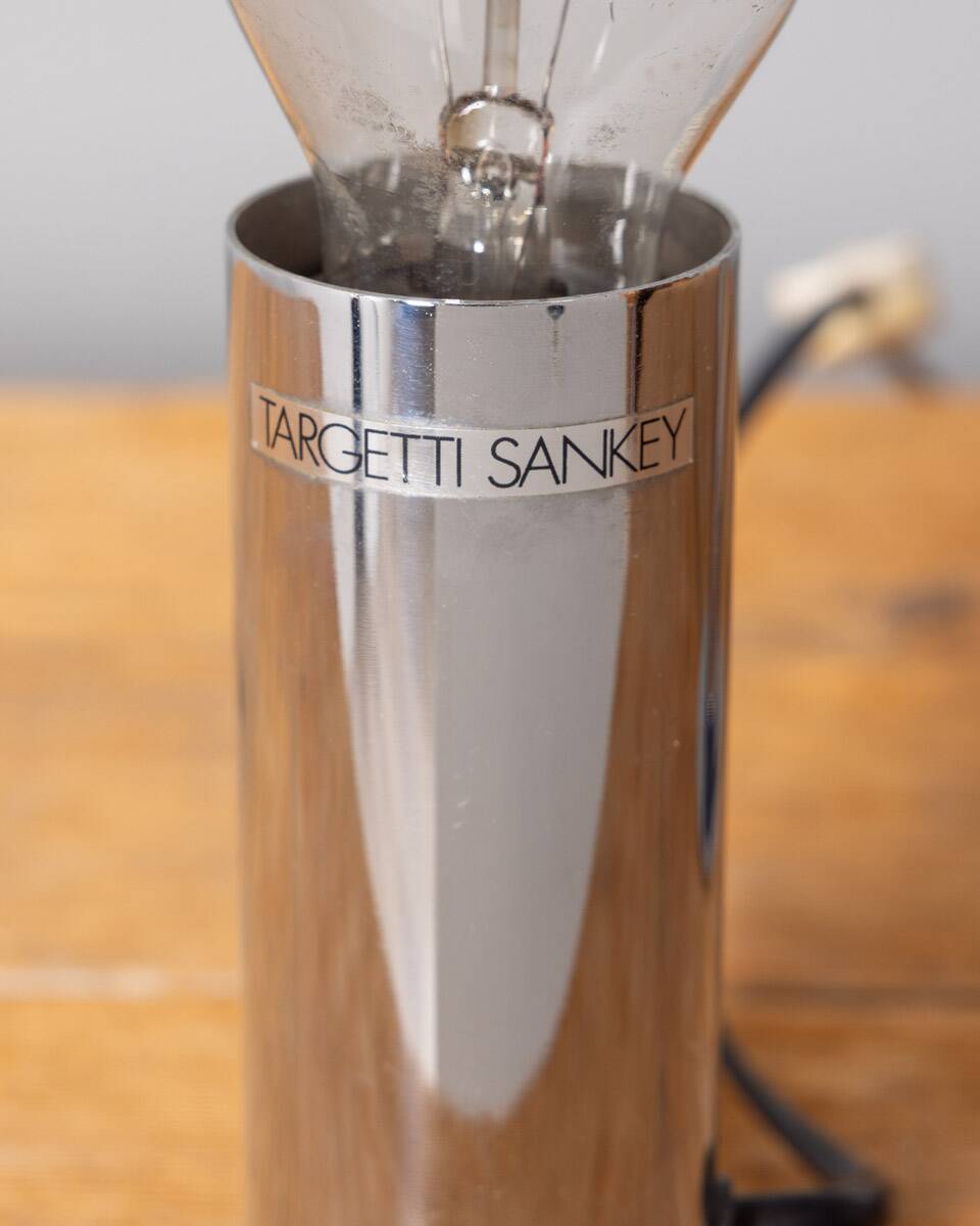 Pair of vintage 70s table lamps in chromed steel design targetti