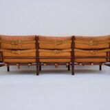 1960s, Scandinavian design by Arne Norell, sofa, model "Kontiki", original condition, leather, beech.