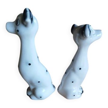 Paire de chiens dalmatiens vintage
