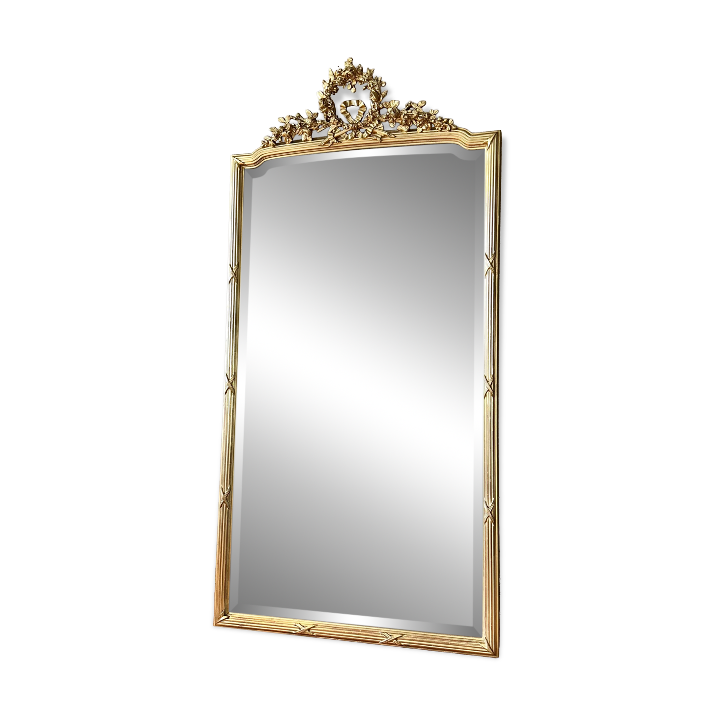 Antique mirror with a gilded pediment Louis XVI