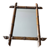 Miroir en bois faux-bambou