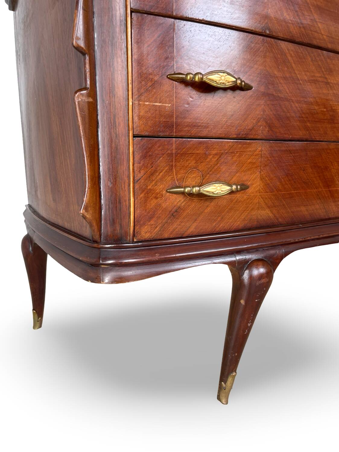 Commode en placage de palissandre avec plateau en onyx vert