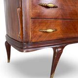 Commode en placage de palissandre avec plateau en onyx vert