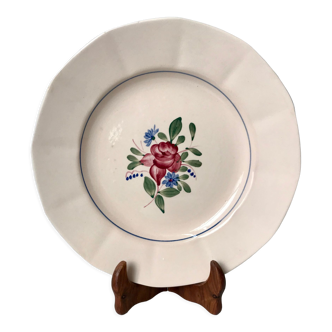 Plat rond rose pâle et fleurs digoin sarreguemines années 30-40