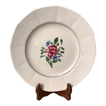 Pale pink round dish and flowers digoin sarreguemines 30s-40s