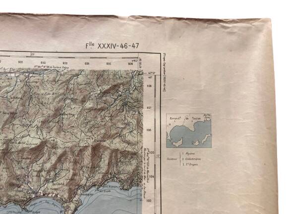 Map of South East France on paper