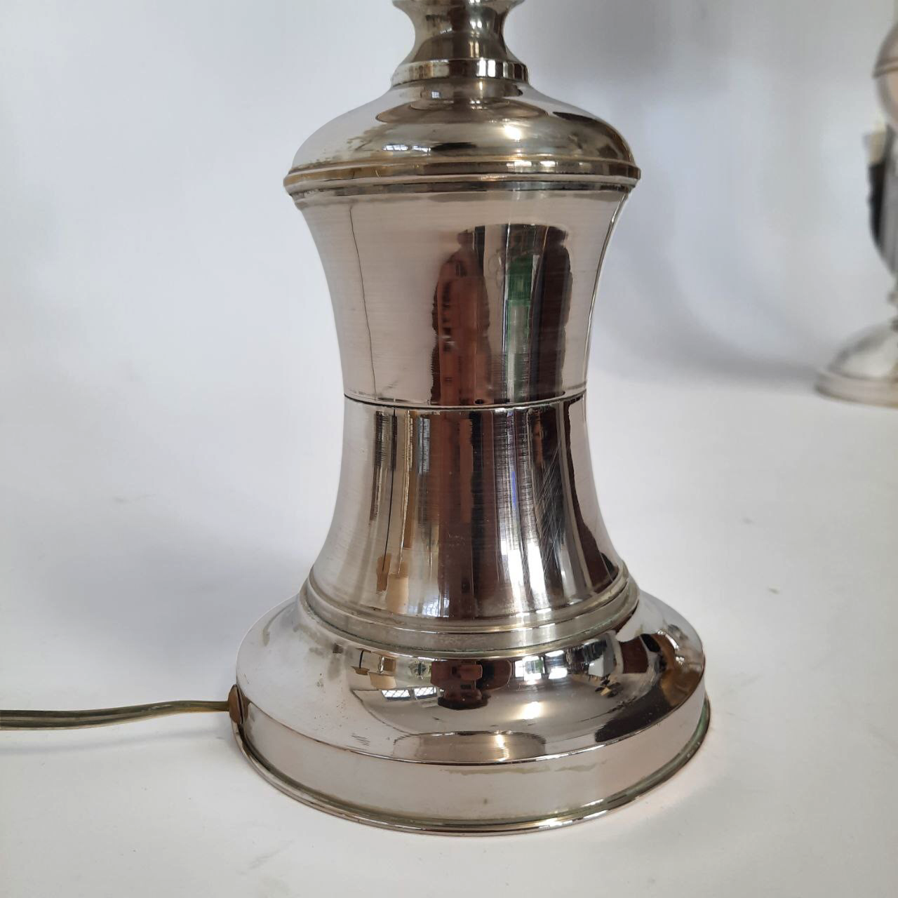 Three vintage bedside lamps in silver