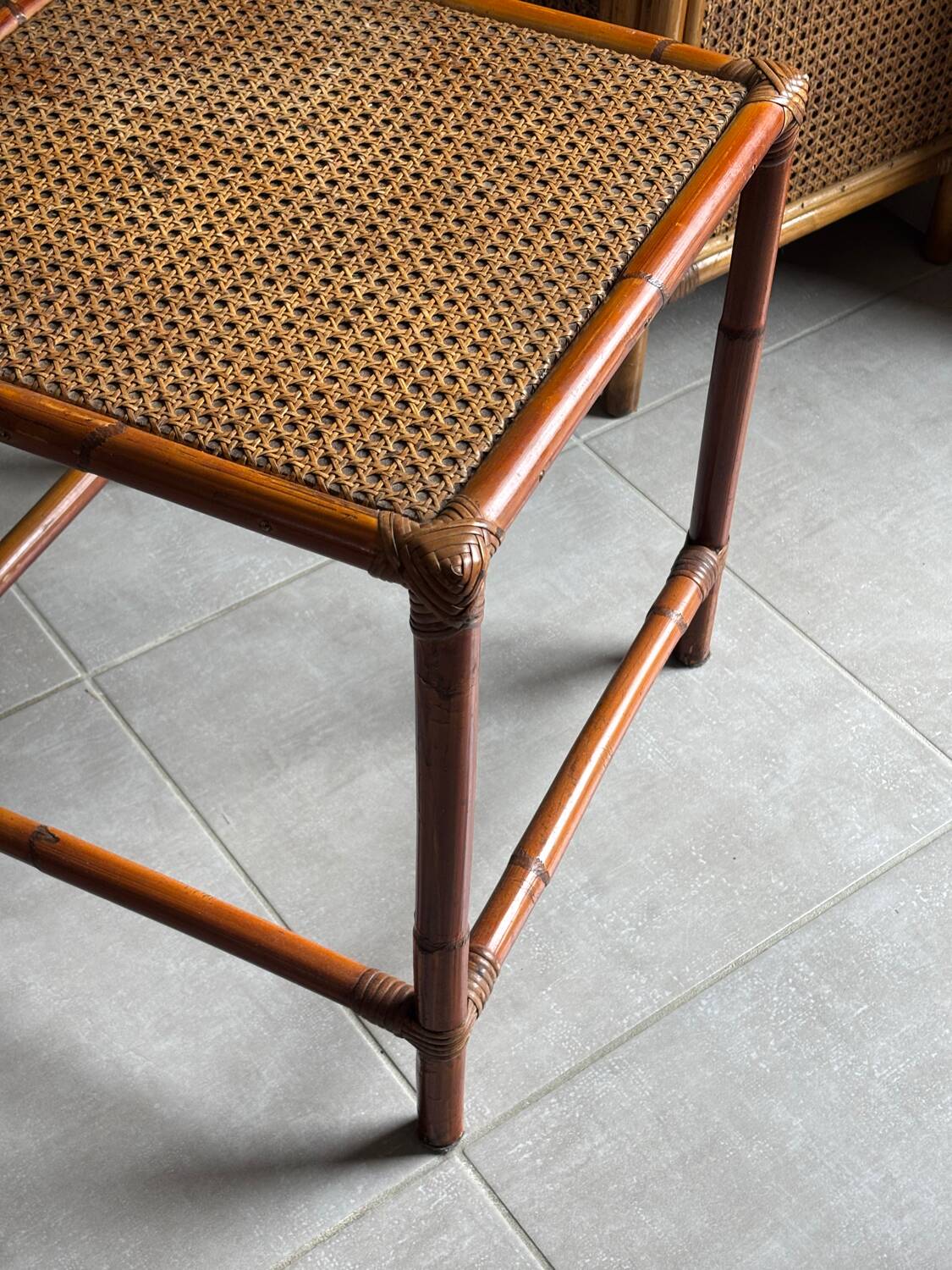 Rattan side table