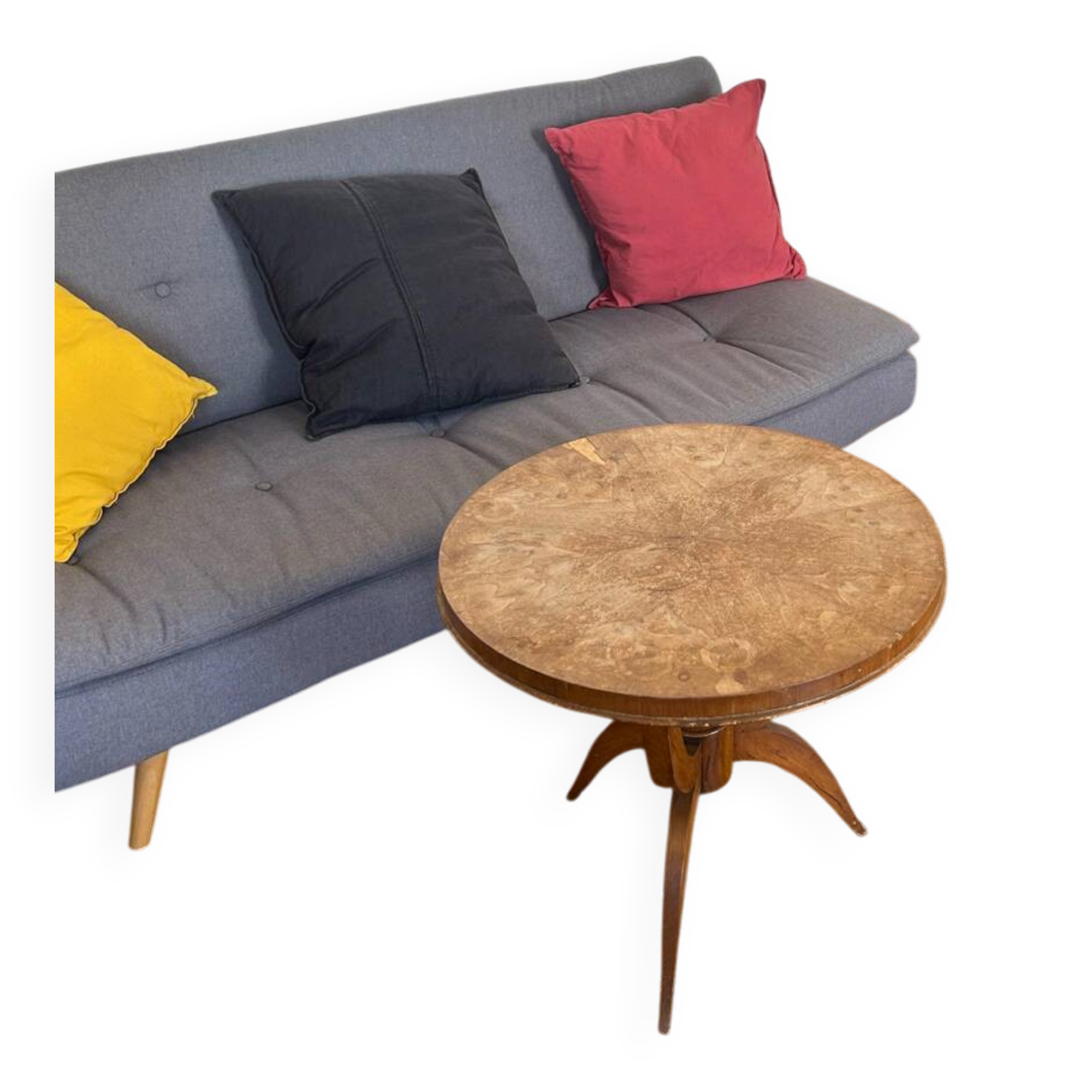 Art Deco Gueridon – Burl wood top – Walnut – 1930-1950