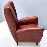 Skai Wingback Armchair Attr. to Mod. 512 attr. to Gio Ponti Produced by ISA
