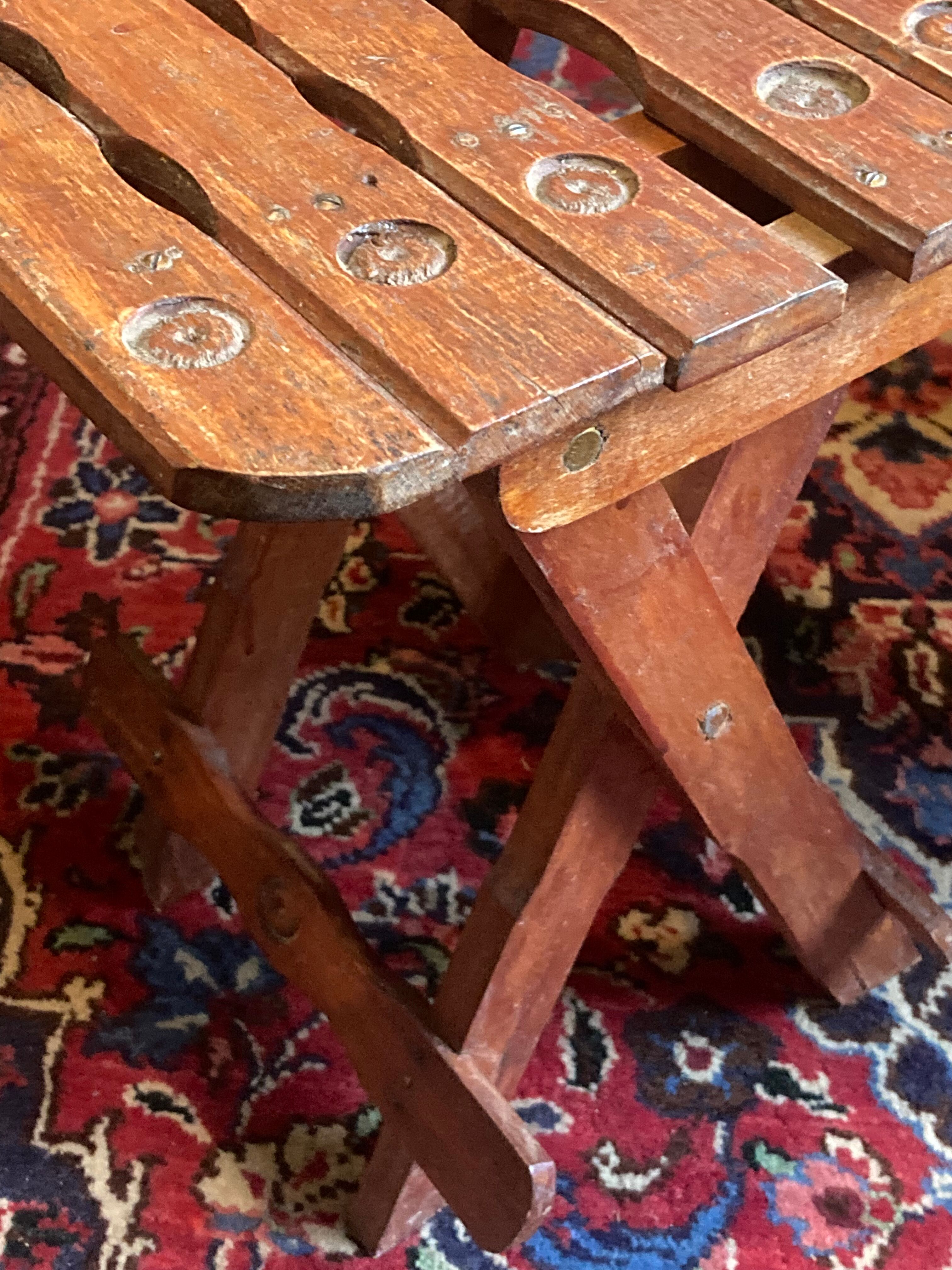 Pair of vintage folding wooden stools from Tyrol mountain