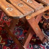 Pair of vintage folding wooden stools from Tyrol mountain