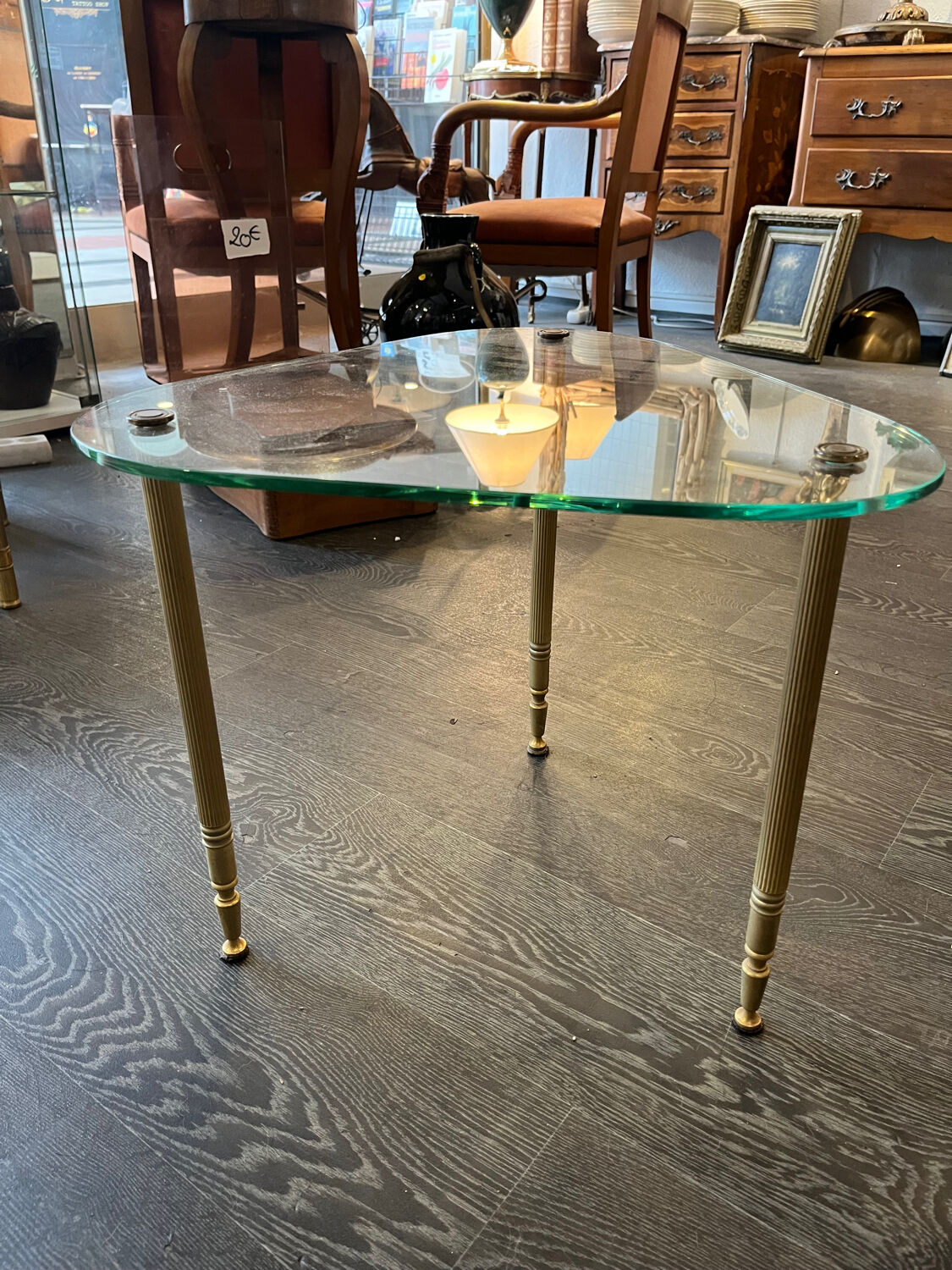 1960s designer glass and metal sofa end table