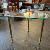 1960s designer glass and metal sofa end table