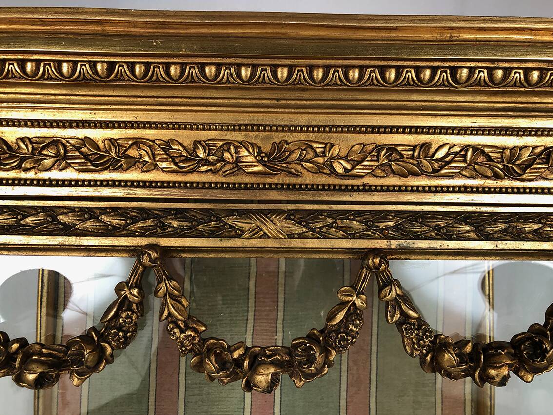 Louis XVI style showcase in wood and gilded stucco, circa 1900