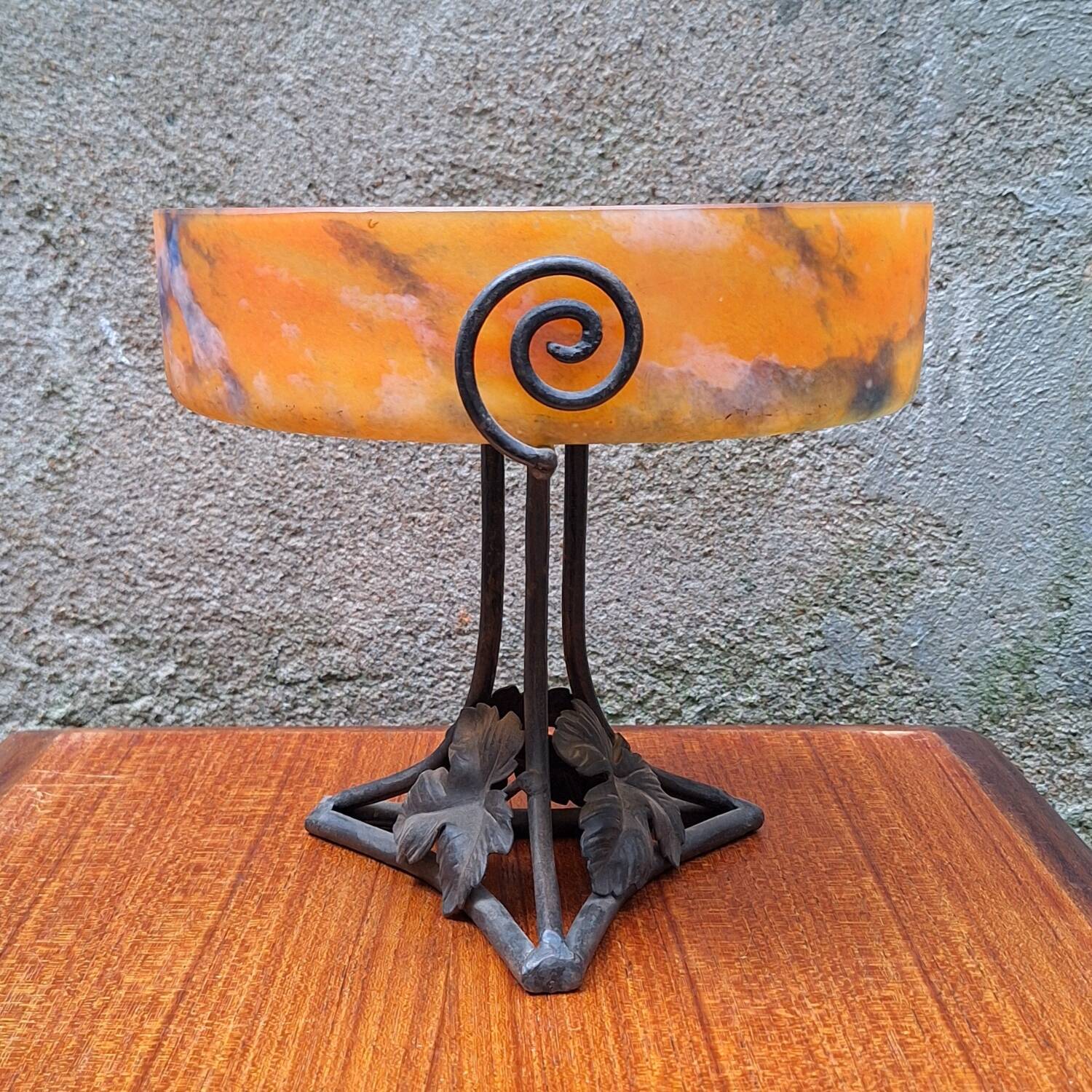 Glass and wrought iron fruit bowl