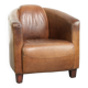 Fauteuil design aviateur en cuir de vache couleur cognac intemporelle