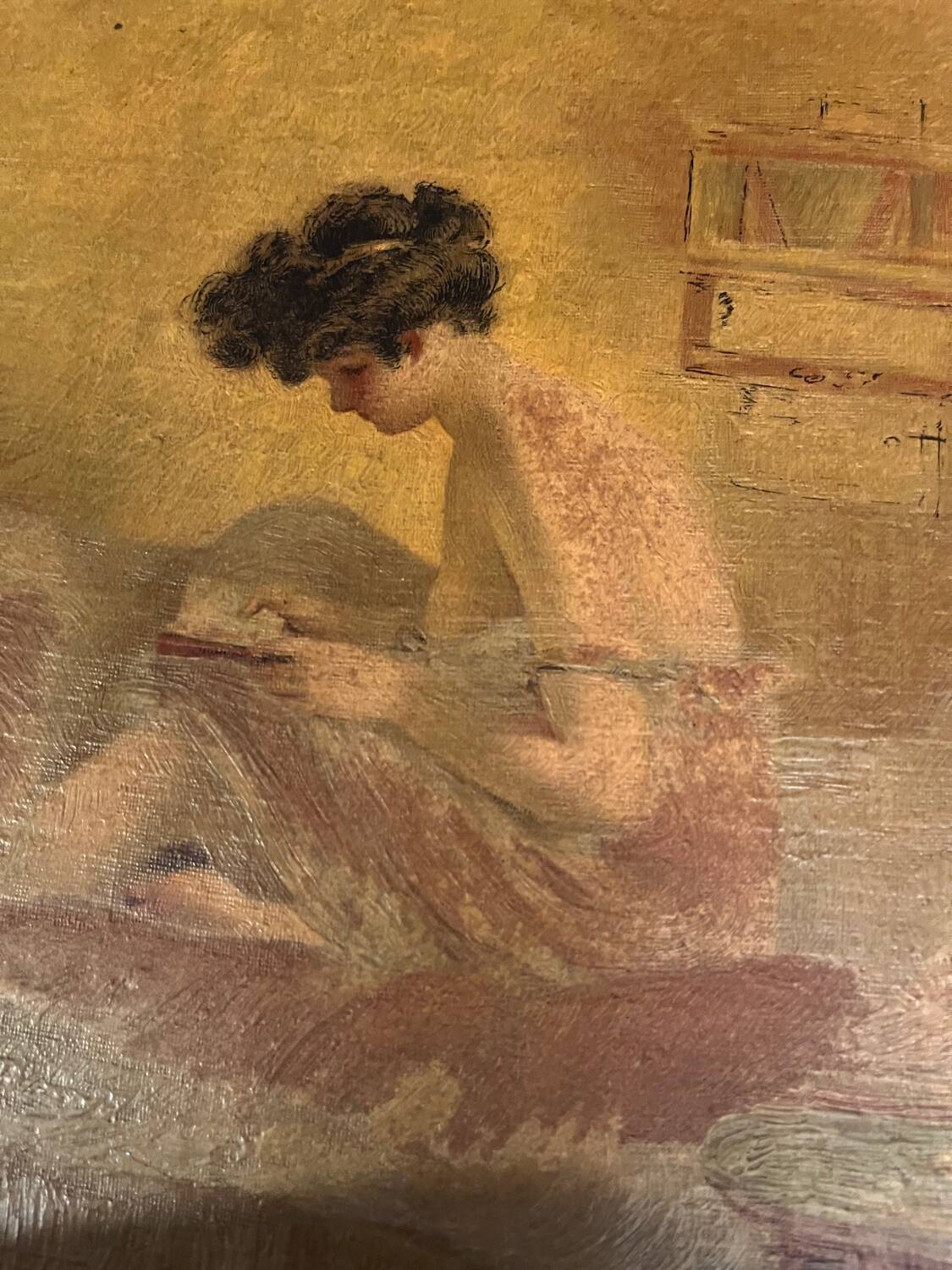 Oil on canvas Young girl reading