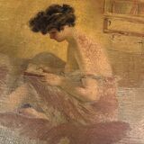 Oil on canvas Young girl reading
