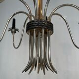 Neoclassical style chandelier in silver-plated metal by the house of Charles.