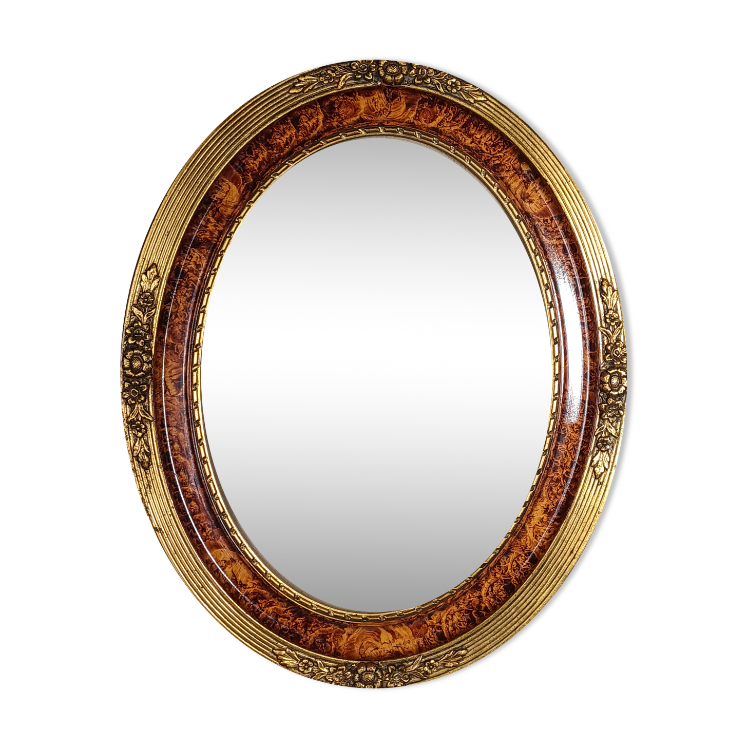 Old oval frame gilded stucco wood 50.5x40 cm, leaf 40x29.8 cm circa 1930 SB