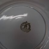 5 flat octagonal earthenware plates Moulin des loups pale blue color