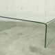 Postmodern Rectangular Curved Tempered Glass Coffee Table, 1990