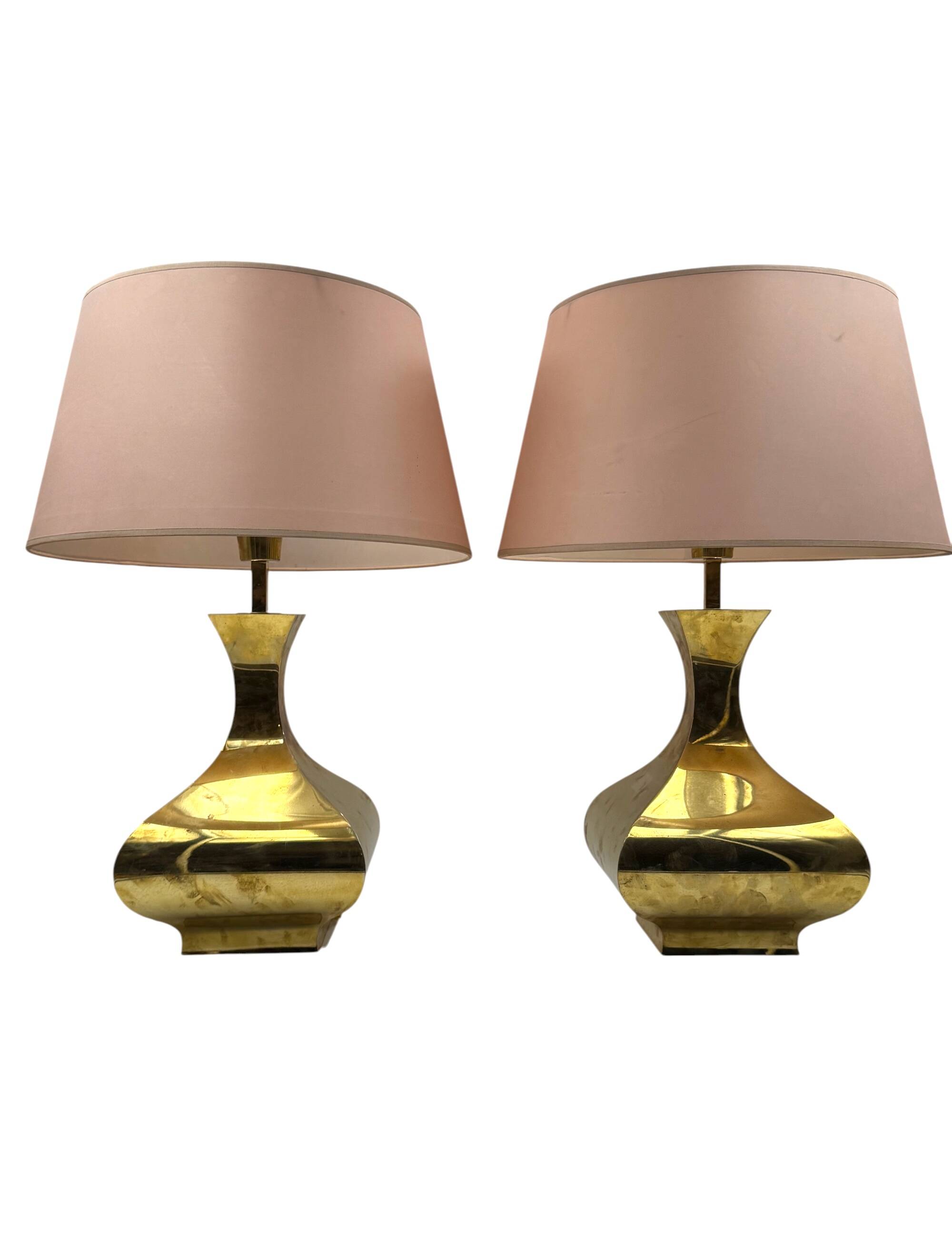 Hollywood regency set of 2 table lamps mod. Piramide, High Society Italy 70
