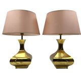 Hollywood regency set of 2 table lamps mod. Piramide, High Society Italy 70