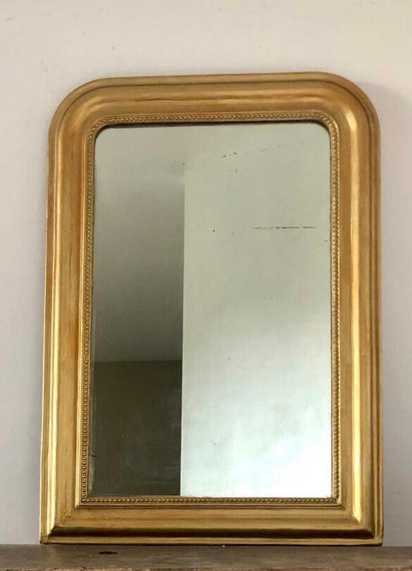Miroir ancien Louis Philippe perlé doré vintage 56x80cm