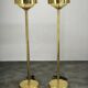 Pair of Brass and Amber Glass Floor Lamps from Kamenický Šenov, 1970s