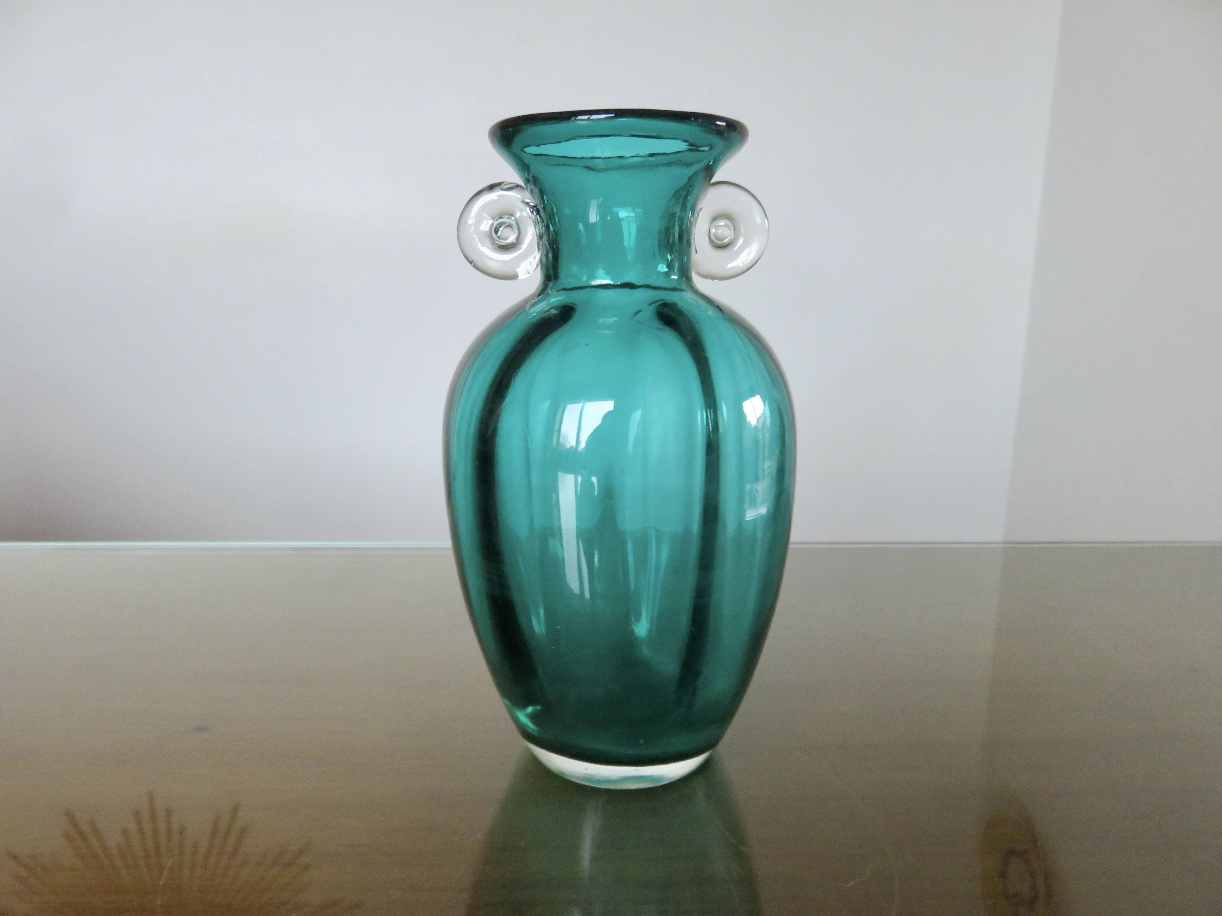 Turquoise Murano blown glass vase, 1970s
