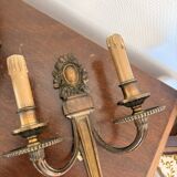 Antique Pair of Gilded Bronze Wall Lights Empire Louis XVI Acanthus Leaf 19th Century