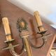 Antique Pair of Gilded Bronze Wall Lights Empire Louis XVI Acanthus Leaf 19th Century