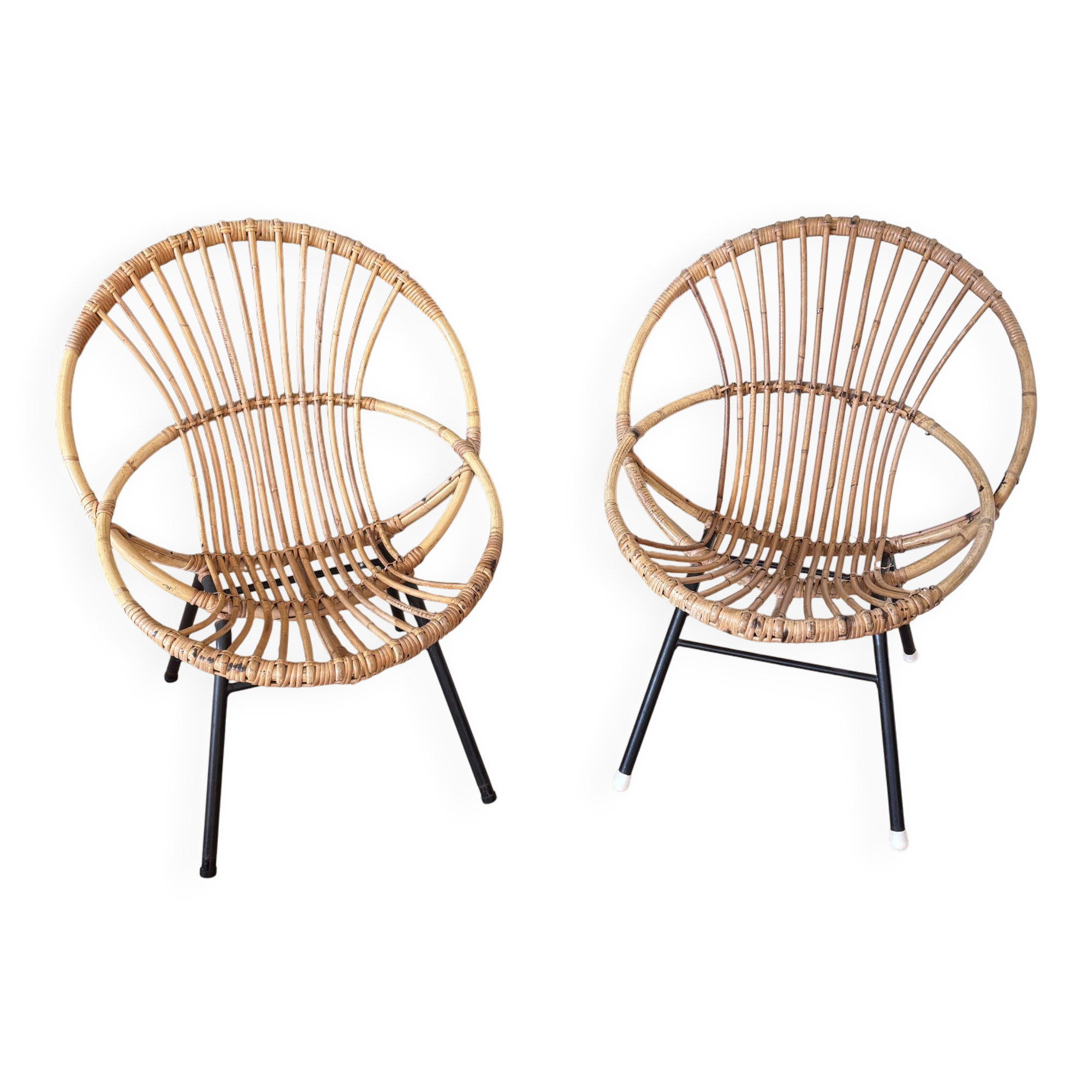 Pair of rattan armchairs / 1970s