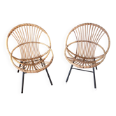 Pair of rattan armchairs / 1970s