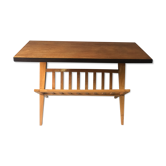 Coffee table, magazine rack with compass feet
