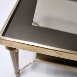 Rectangular Brass Coffee Table with Mirrored Glass Edges, Italy