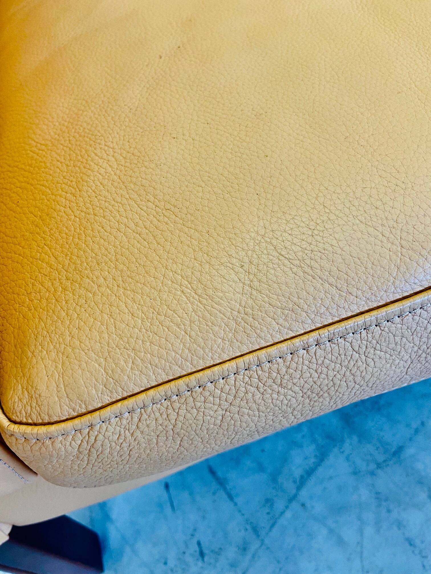 VINTAGE DANISH RETRO SKIPPER 2 PERSON SOFA IN BUTTERMILK LEATHER