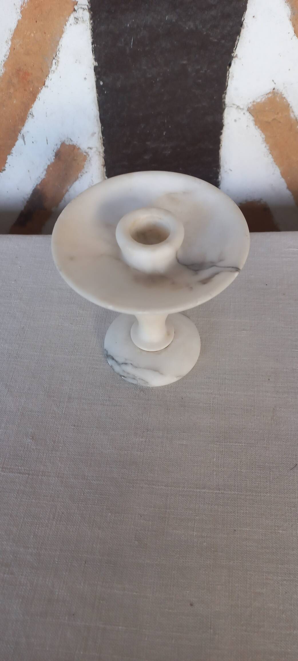 White marble cup candle holder