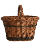 Two-tone braided wicker basket