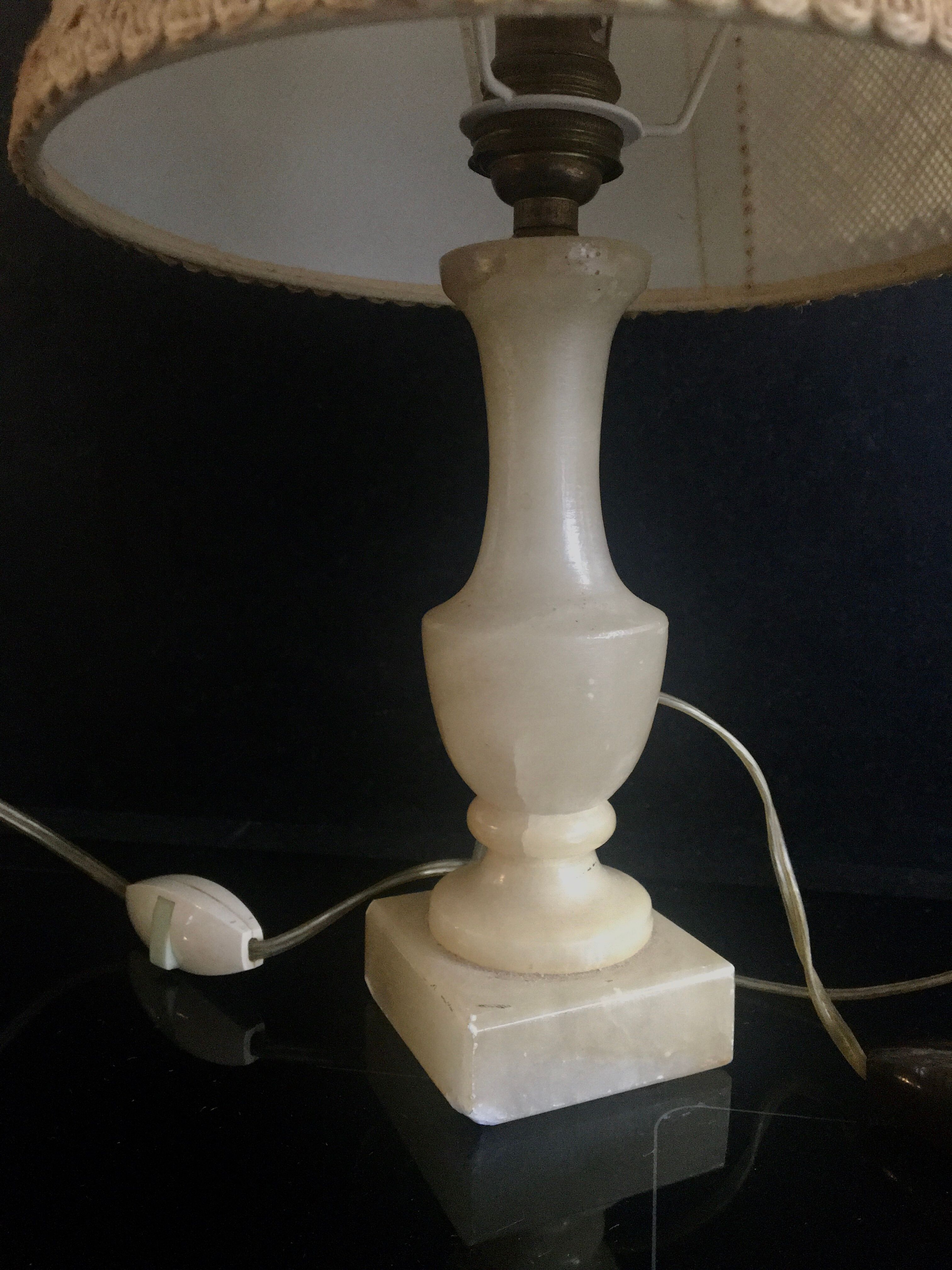 Pair of Vintage Alabaster Lamp with Lampshade