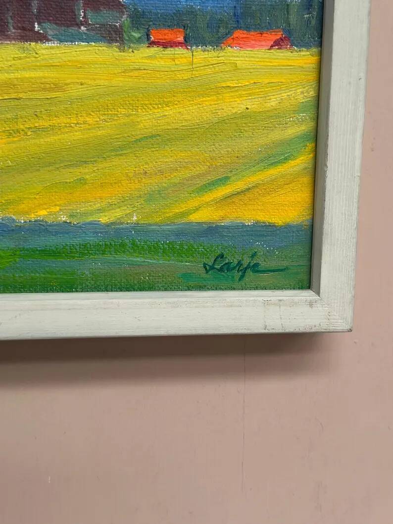 Original Swedish Oil on Canvas – "Approaching Storm" by Astrid Larje – Signed – Vintage and Framed – 43 × 30 cm (16.9" × 11.8")