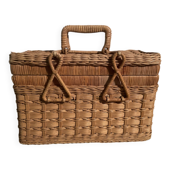 1960s rattan suitcase