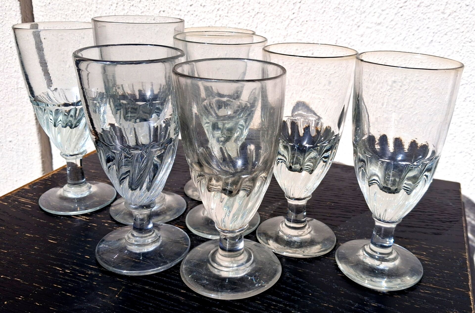 Service de verres de bistrot à absinthe, soufflés à la bouche