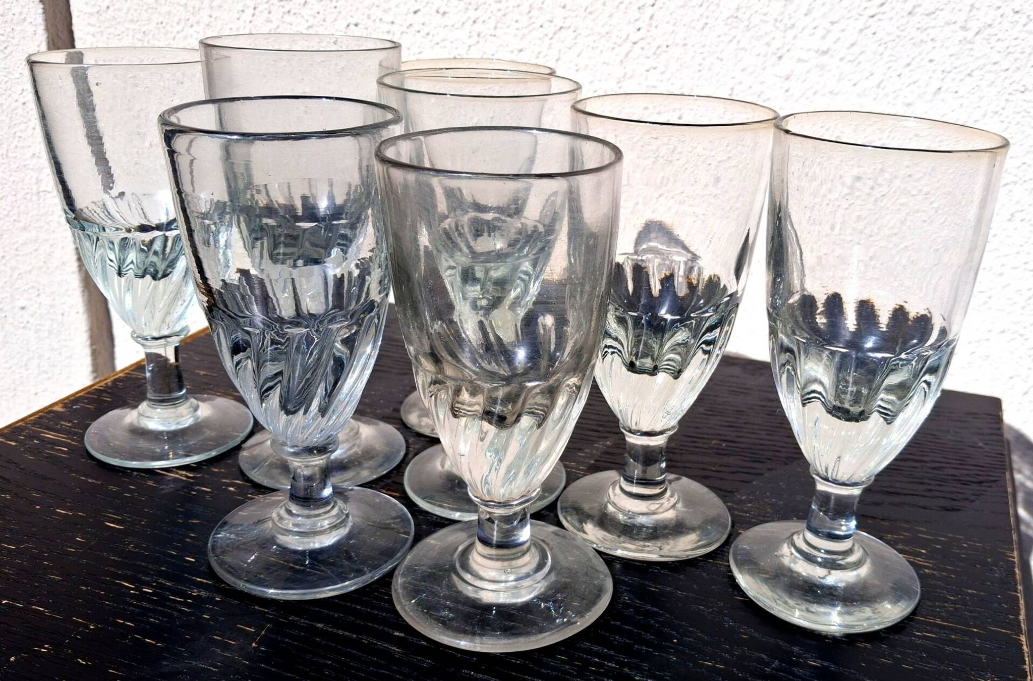 Bistro absinthe glass service, mouth-blown.